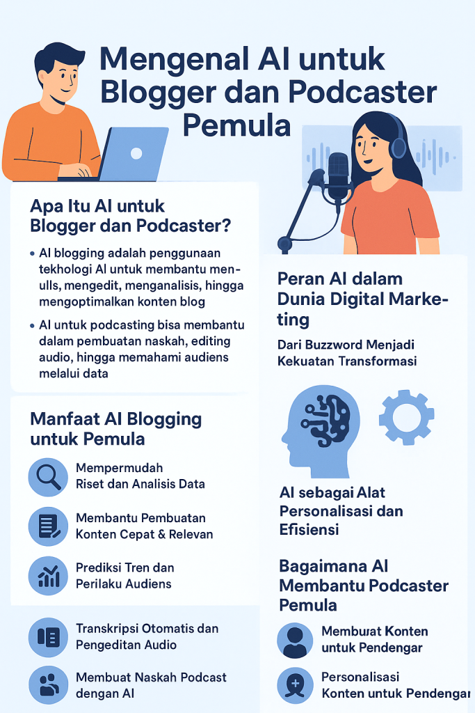mengenal ai untuk blogger dan podcaster pemula